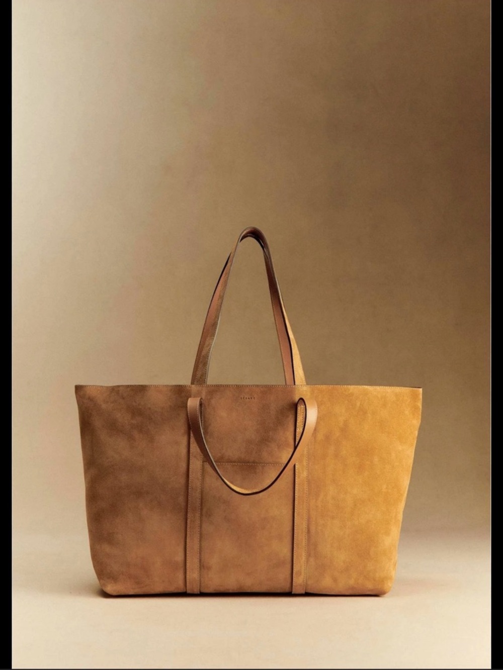 Sezane Suede Tote in Camel Brown - slightly flawed